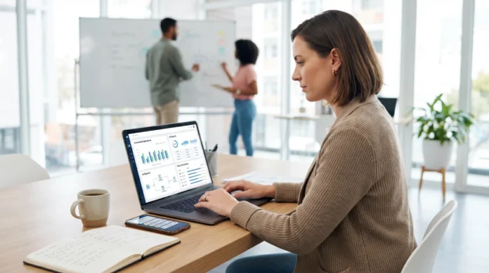 How AI Is Changing Business Operations And What to Do AI in business operations dashboard showing automation tools, workflow management, and productivity metrics for small business