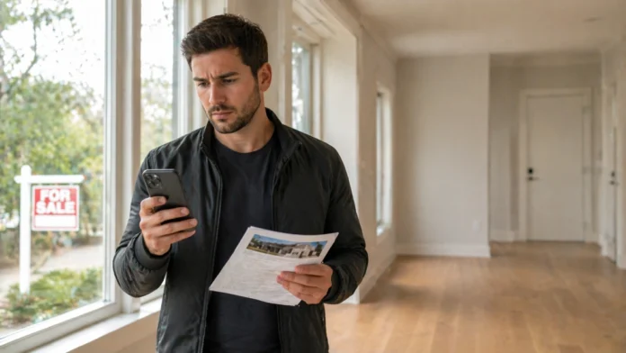 Real Estate Agent vs. Buying Alone: What You Lose Homebuyer reviewing property details inside a house while deciding whether to use a real estate agent
