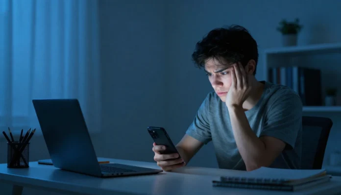 Social Media Boundaries: Protect Your Mental Health Without FOMO Person setting social media boundaries on smartphone to protect mental health and reduce FOMO anxiety