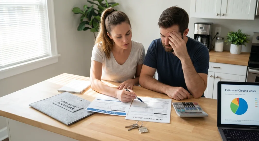 Closing costs breakdown for home buyers showing 3-6% of loan amount with tips to reduce fees and save thousands on mortgage
