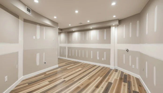 How to Finish a Basement the Right Way — Step-by-Step Guide Finished basement with framed walls, drywall installation, and luxury vinyl plank flooring - step-by-step basement remodeling guide