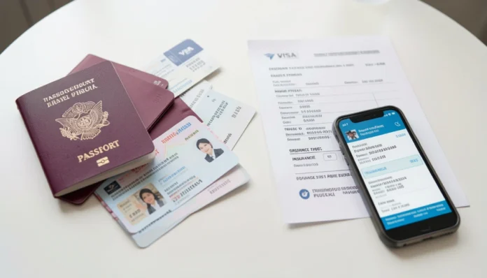 Complete International Travel Documents Checklist for Beginners International travel documents checklist for beginners showing passport, visa, insurance, and flight confirmation requirements