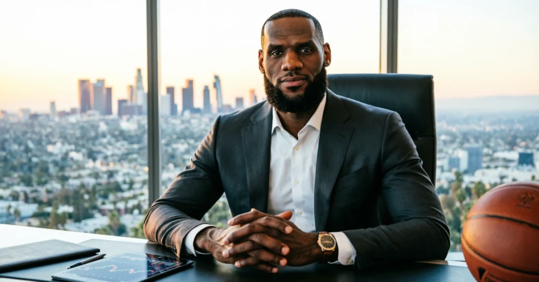 LeBron James in luxury office representing his $1.4 billion net worth and business success in 2026