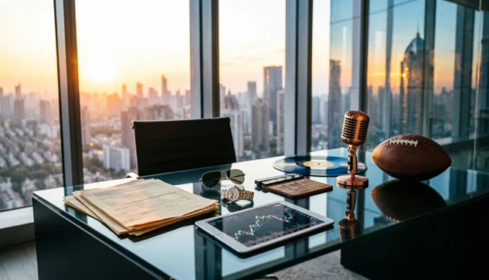 Top 20 Richest Celebrities in the World 2026: Ranked by Net Worth Richest celebrities 2026 wealth concept with luxury office, business assets, and entertainment symbols